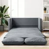 Image de CanapÃ©-Lit 2-en-1 Velours 122x204x55 cm Gris FoncÃ© avec Coussin