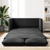 Image de CanapÃ©-Lit 2-en-1 Velours 122x204x55 cm Noir avec Coussin