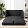 Image de CanapÃ©-Lit 2-en-1 Tissu Noir 112x174x55 cm avec Coussin