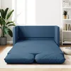 Image de CanapÃ©-Lit 2-en-1 Tissu Bleu 112x174x55 cm avec Coussin