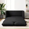 Image de CanapÃ©-Lit 2-en-1 Similicuir Noir 112x174x55 cm avec Coussin