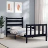Image de vidaXL Cadre de lit sans matelas noir bois de pin massif