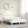 Image de vidaXL Cadre de lit avec tÃªte de lit blanc 160x200 cm bois massif