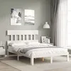 Image de vidaXL Cadre de lit sans matelas blanc bois de pin massif