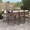 Image de Vidaxl Ensemble De Bar De Jardin Avec Coussins 7 Pcs Marron Poly Rotin