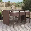 Image de Vidaxl Ensemble De Bar De Jardin Avec Coussins 7 Pcs Marron Poly Rotin