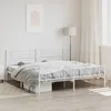 Image de vidaXL Cadre de lit mÃ©tal sans matelas et pied de lit blanc 183x213 cm