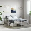 Image de vidaXL Cadre de lit mÃ©tal sans matelas et pied de lit blanc 135x190 cm