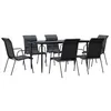 Image de Vidaxl Ensemble Ã Manger De Jardin 7 Pcs Noir TextilÃ¨ne Et Acier