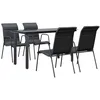 Image de Vidaxl Ensemble Ã Manger De Jardin 5 Pcs Noir TextilÃ¨ne Et Acier