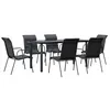 Image de Vidaxl Ensemble Ã Manger De Jardin 7 Pcs Noir TextilÃ¨ne Et Acier