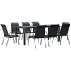 Image de Vidaxl Ensemble Ã Manger De Jardin 9 Pcs Noir TextilÃ¨ne Et Acier