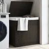 Image de vidaXL Panier Ã  linge avec 2 sections marron foncÃ© 53x35x57 cm