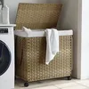 Image de vidaXL Panier Ã  linge avec roulettes 60x35x60,5 cm rÃ©sine tressÃ©e