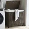 Image de vidaXL Panier Ã  linge avec roulettes marron foncÃ© 60x35x60,5 cm