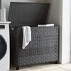 Image de vidaXL Panier Ã  linge avec roulettes gris 66x35x60 cm rÃ©sine tressÃ©e