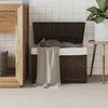 Image de vidaXL Panier Ã  linge avec couvercle marron foncÃ© rÃ©sine tressÃ©e