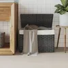 Image de vidaXL Panier Ã  linge avec couvercle gris 55,5x35x34 cm rÃ©sine tressÃ©e