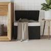 Image de vidaXL Panier Ã  linge avec couvercle noir 55,5x35x34 cm rÃ©sine tressÃ©e