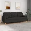 Image de vidaXL CanapÃ© 3 places avec oreillers dÃ©coratifs noir 180 cm tissu