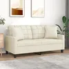Image de vidaXL CanapÃ© 2 places avec oreillers crÃ¨me 140 cm similicuir
