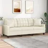 Image de vidaXL CanapÃ© 3 places avec oreillers crÃ¨me 180 cm similicuir