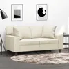 Image de vidaXL CanapÃ© 2 places avec oreillers crÃ¨me 120 cm similicuir
