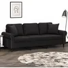Image de vidaXL CanapÃ© 3 places avec oreillers dÃ©coratifs noir 180 cm velours