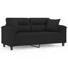 Image de vidaXL CanapÃ© 2 places avec oreillers noir 140 cm tissu microfibre