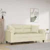 Image de vidaXL CanapÃ© 2 places avec oreillers crÃ¨me 140 cm similicuir