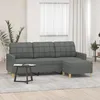 Image de vidaXL CanapÃ© Ã  3 places avec repose-pieds Gris foncÃ© 180 cm Tissu