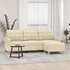 Image de vidaXL CanapÃ© Ã  3 places avec repose-pieds CrÃ¨me 180 cm Tissu