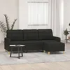 Image de vidaXL CanapÃ© Ã  3 places avec repose-pieds Noir 180 cm Tissu
