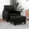 Image de vidaXL Fauteuil avec repose-pied Noir 60 cm Similicuir