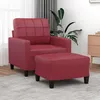 Image de vidaXL Fauteuil avec repose-pied Rouge bordeaux 60 cm Similicuir