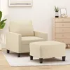 Image de vidaXL Fauteuil avec repose-pied CrÃ¨me 60 cm Tissu