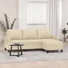 Image de vidaXL CanapÃ© Ã  3 places avec repose-pieds CrÃ¨me 180 cm Tissu