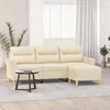 Image de vidaXL CanapÃ© Ã  3 places avec repose-pieds CrÃ¨me 180 cm Tissu
