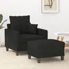Image de vidaXL Fauteuil avec repose-pied Noir 60 cm Tissu