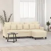 Image de vidaXL CanapÃ© Ã  3 places avec repose-pieds CrÃ¨me 180 cm Tissu