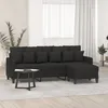 Image de vidaXL CanapÃ© Ã  3 places avec repose-pieds Noir 180 cm Tissu
