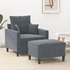 Image de vidaXL Fauteuil avec repose-pied Gris foncÃ© 60 cm Velours