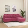 Image de vidaXL CanapÃ© Ã  3 places et repose-pieds Rouge bordeaux 180 cm Velours