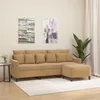 Image de vidaXL CanapÃ© Ã  3 places avec repose-pieds Marron 180 cm Velours
