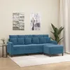 Image de vidaXL CanapÃ© Ã  3 places avec repose-pieds Bleu 180 cm Velours