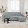 Image de vidaXL CanapÃ© Ã  3 places avec repose-pieds Gris clair 180 cm Tissu