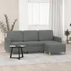 Image de vidaXL CanapÃ© Ã  3 places avec repose-pieds Gris foncÃ© 180 cm Tissu