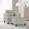 Image de vidaXL Fauteuil avec repose-pied Gris clair 60 cm Tissu microfibre