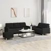 Image de vidaXL Ensemble de canapÃ©s 3 pcs avec coussins Noir Tissu