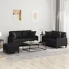 Image de vidaXL Ensemble de canapÃ©s 3 pcs avec coussins noir similicuir